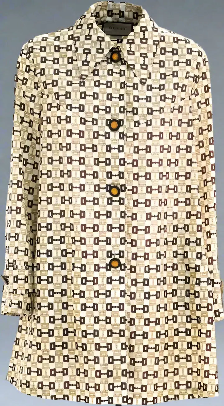 Patterned shirt with a collar and buttons on a plain background