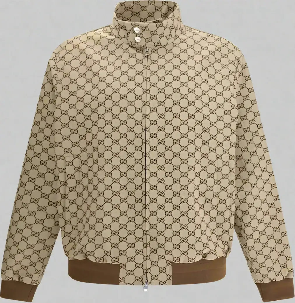 Beige jacket with brown pattern on a white background