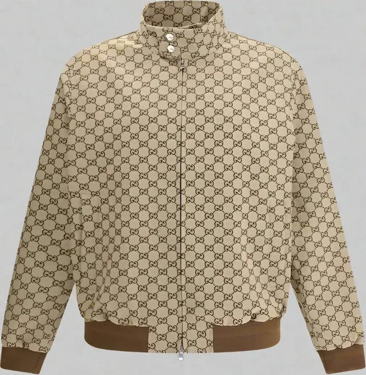 Beige jacket with brown pattern on a white background