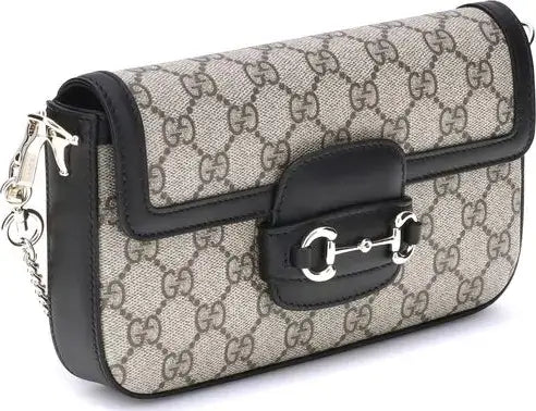 GUCCI black matelassé leather Horse bit 1955 Soft small Shoulder Bag