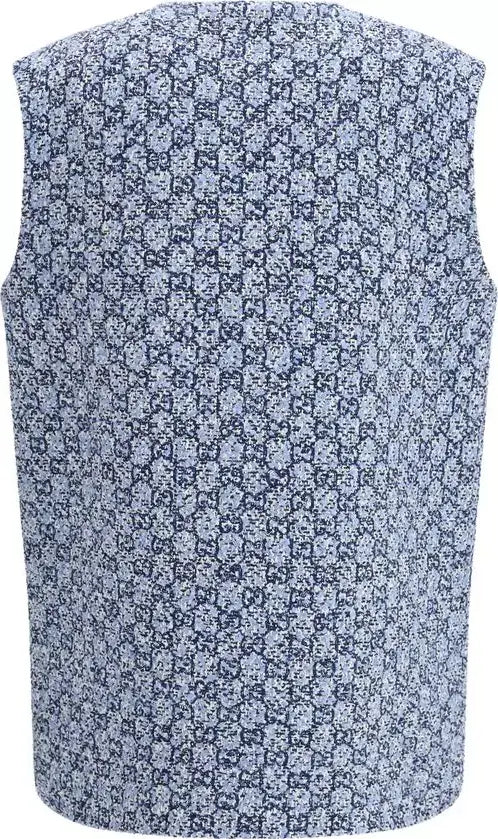Floral patterned sleeveless shirt on a white background