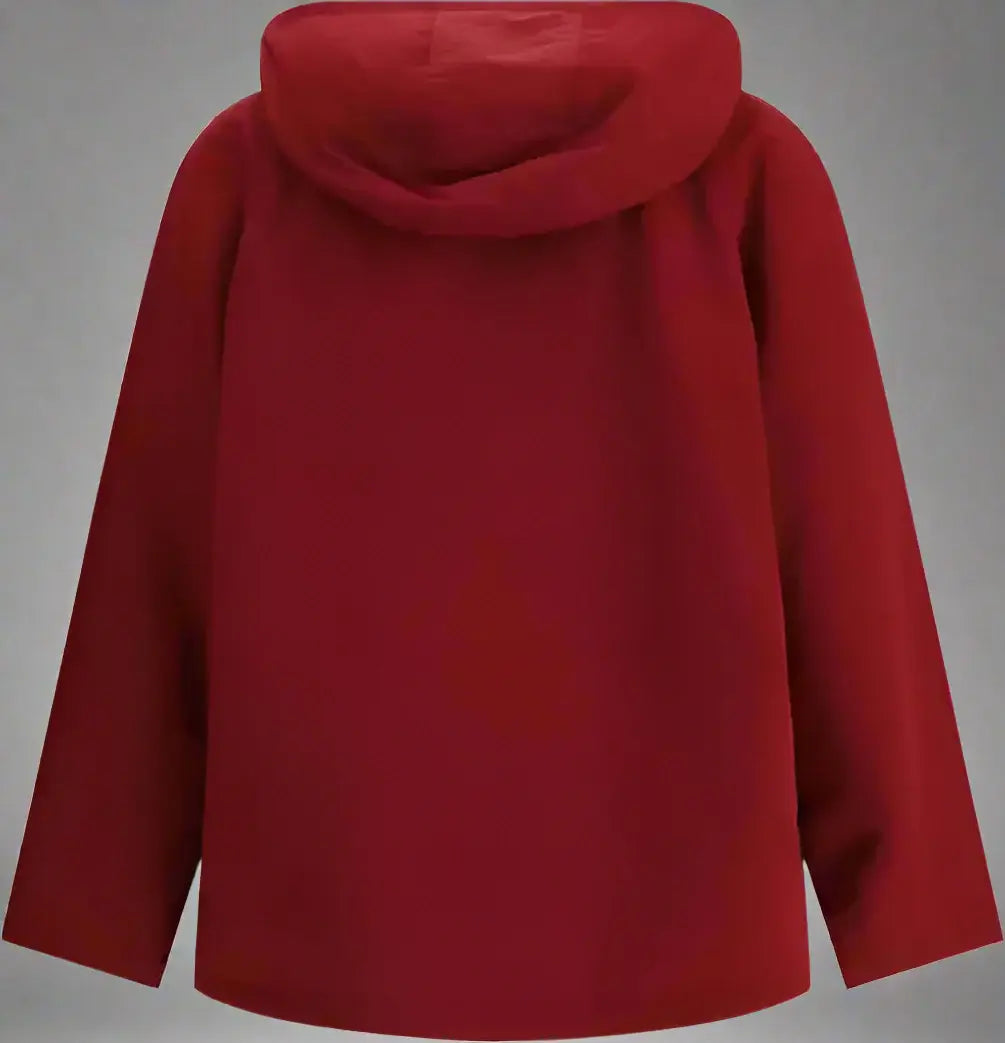 Red rear view of coat