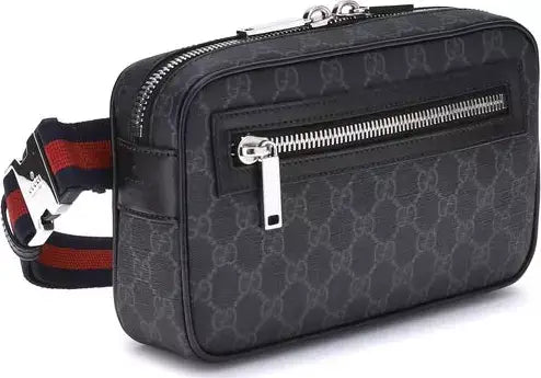 GUCCI men's black GG fabric Fanny Pack