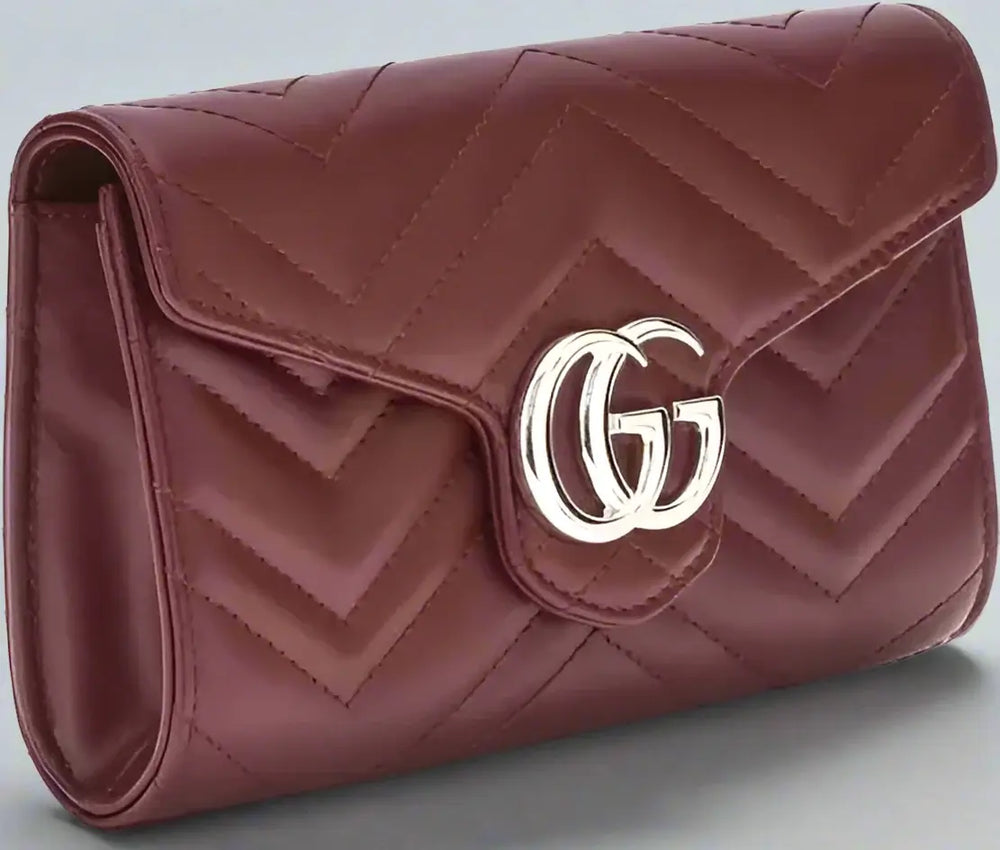 GUCCI GG women's burgundy leather Marmont Wallet with Chain