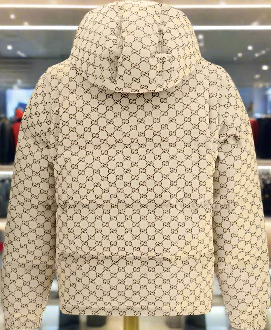 Beige hoodie with a pattern on a white background