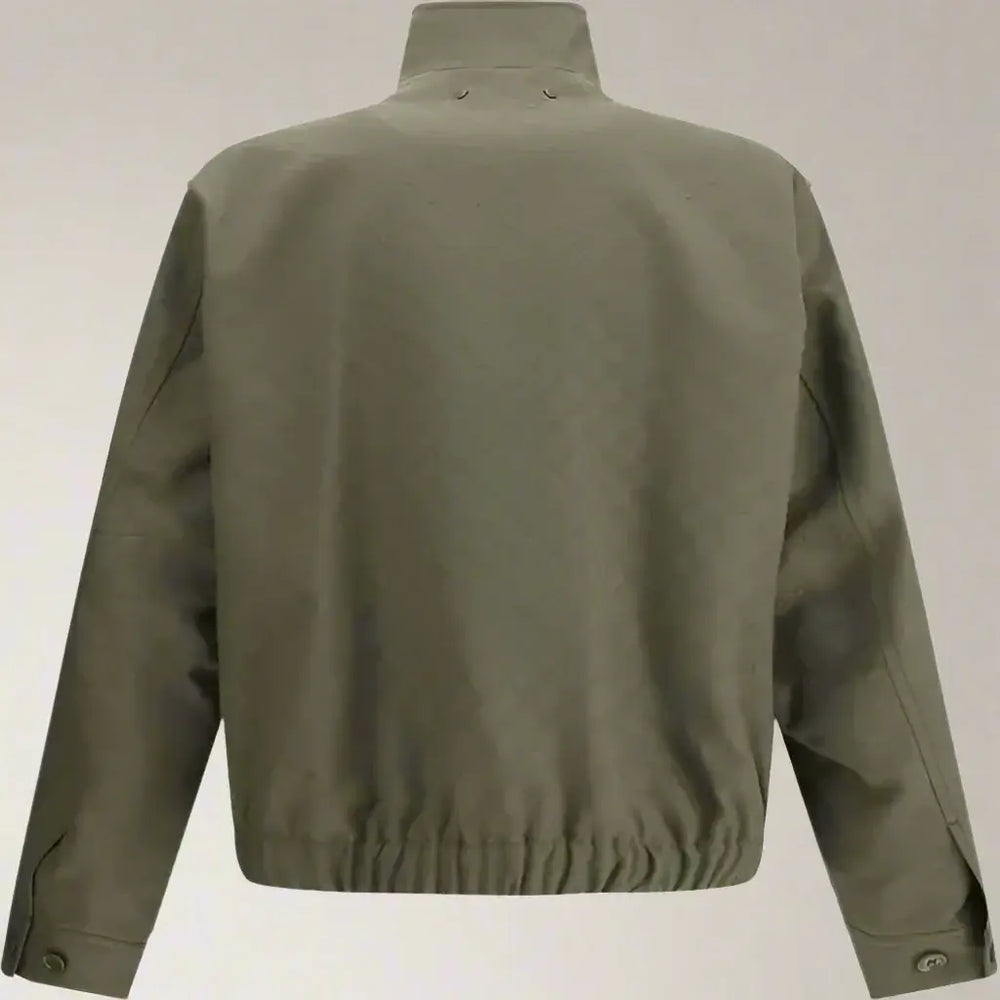 Green jacket shown from the back on a white background