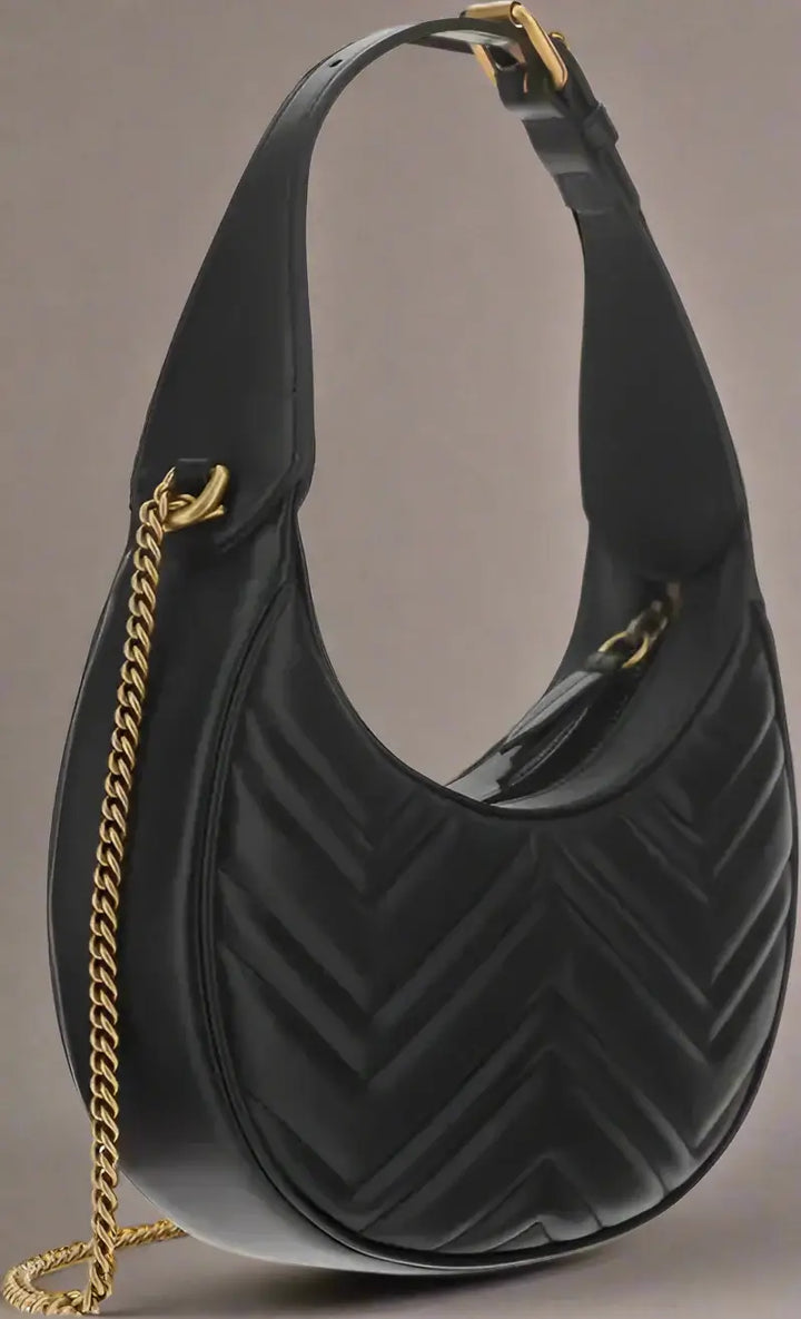 GUCCI women's black leather GG Marmont Mini Shoulder Bag