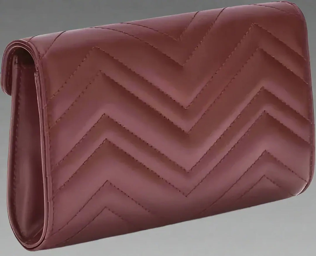 GUCCI GG women's burgundy leather Marmont Wallet with Chain