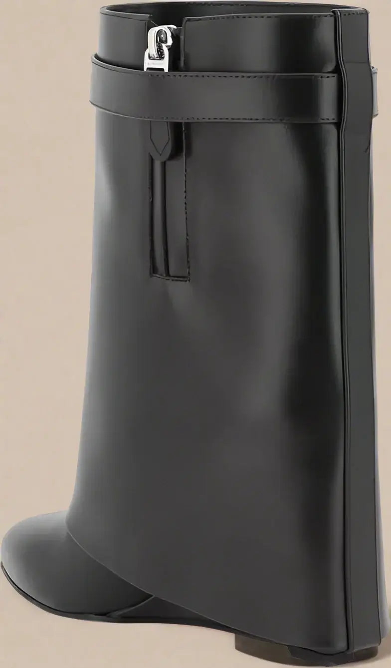 GIVENCHY women's black leather Shark Lock Ankle Boots