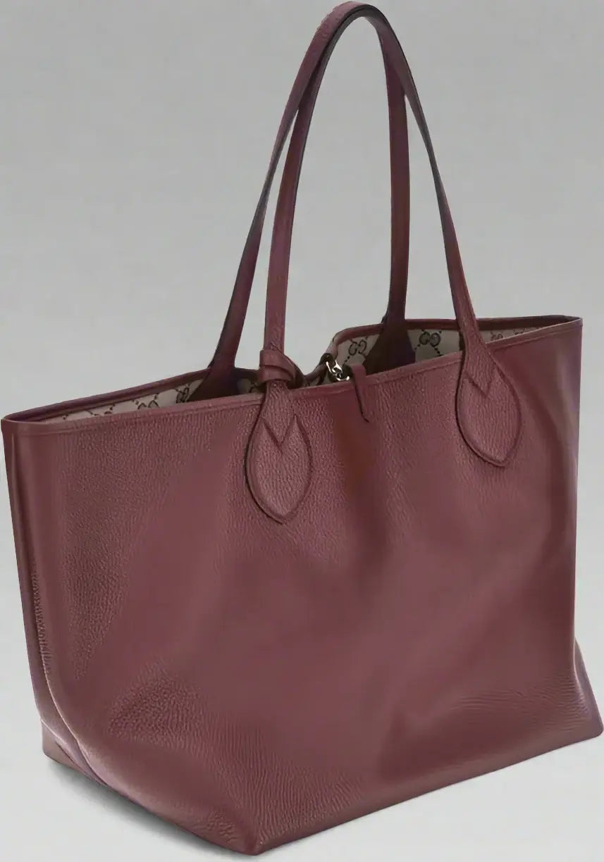 GUCCI women's black, beige, dark brown reversible leather Totissima Tote Bag