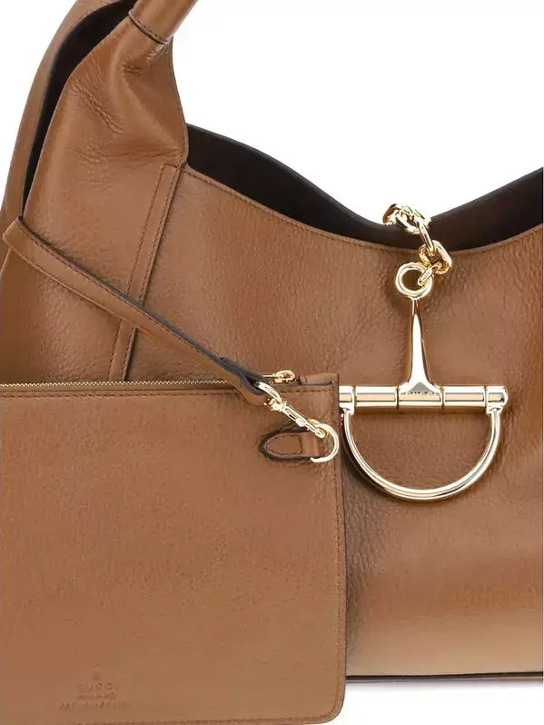 GUCCI SOFTBIT brown leather maxi Shoulder Bag
