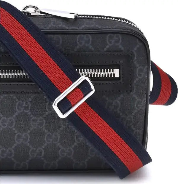 GUCCI men's black GG fabric Fanny Pack