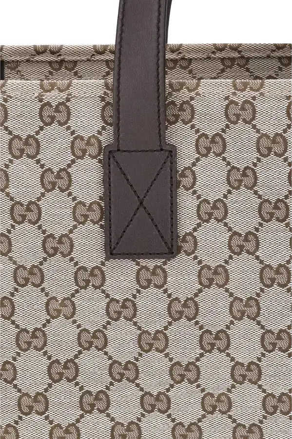 GUCCI men's GG fabric Tote Bag with embossed logos