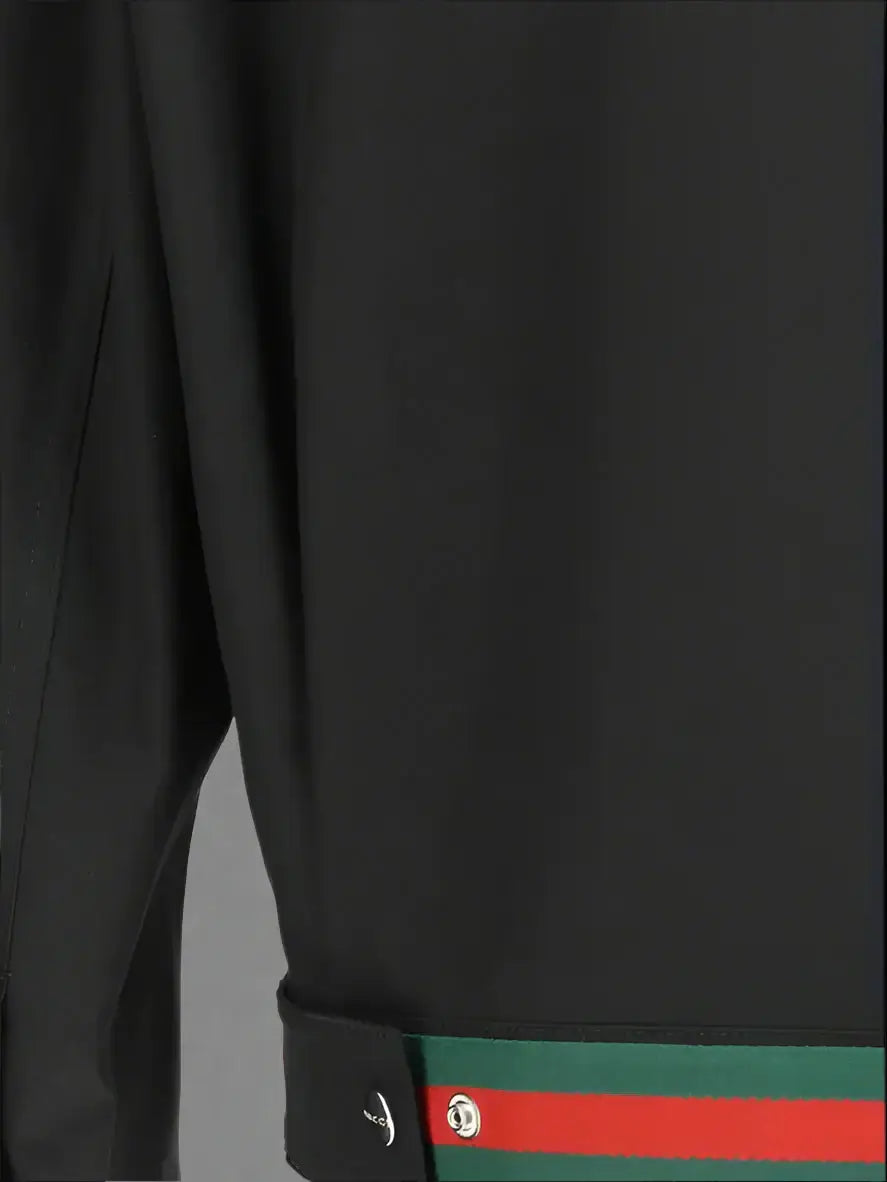 GUCCI men's black Cotton Jacket with rear waist GUCCI stripes