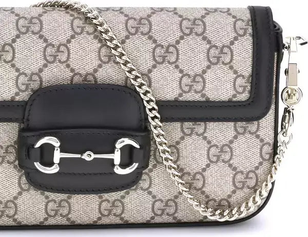 GUCCI black matelassé leather Horse bit 1955 Soft small Shoulder Bag