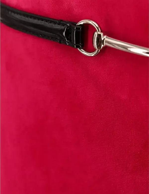 GUCCI red Velvet Bloom Midi Skirt with removable leather belt