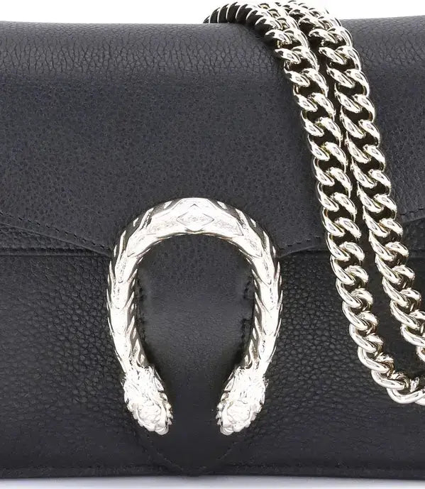 GUCCI black leather Dionysus medium Shoulder Bag