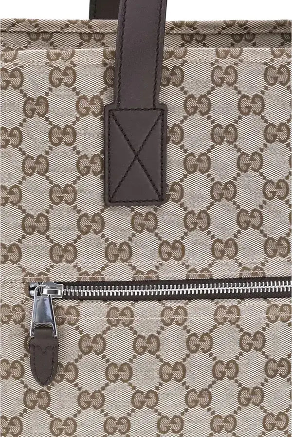 GUCCI men's GG fabric Tote Bag with embossed logos
