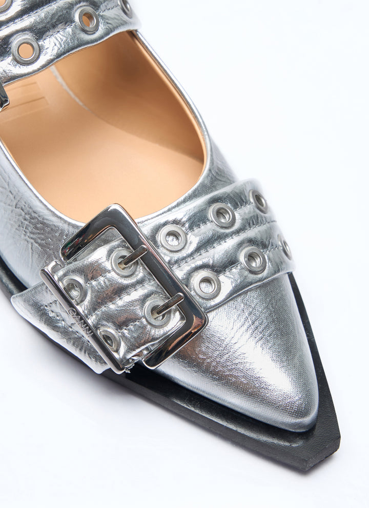 Ganni Women Feminine Buckle Ballerina Flats