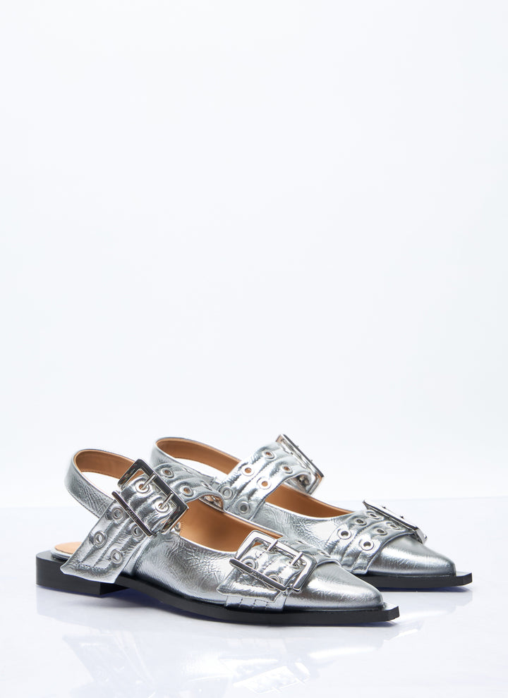 Ganni Women Feminine Buckle Ballerina Flats