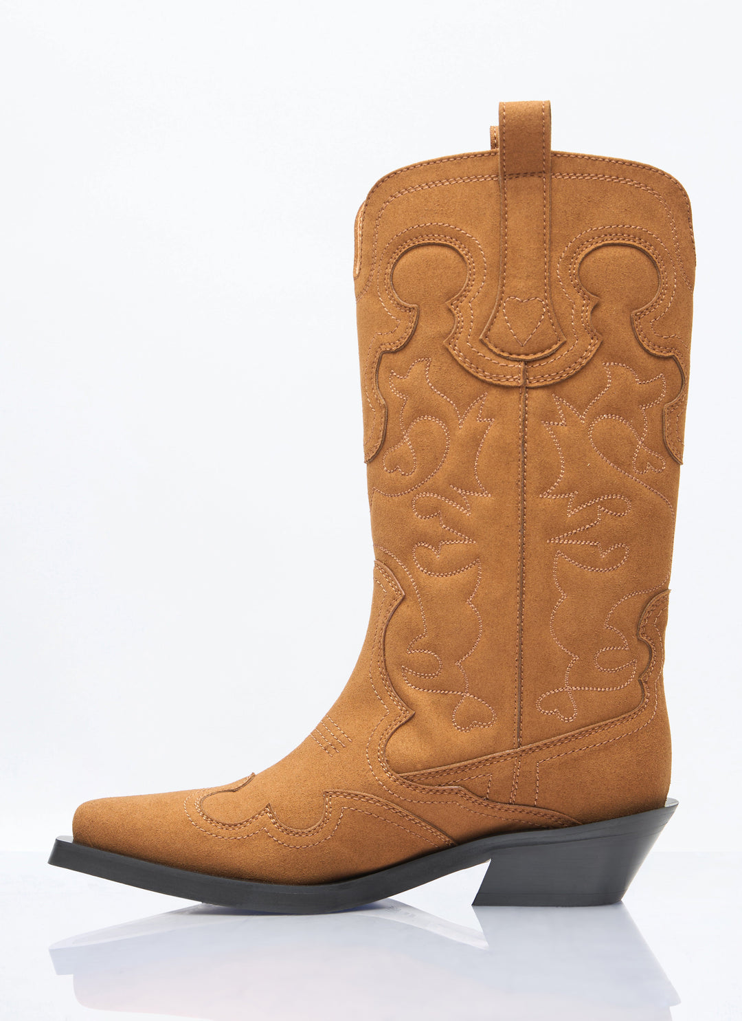 Ganni Women Mid Shaft Embroidered Western Boots