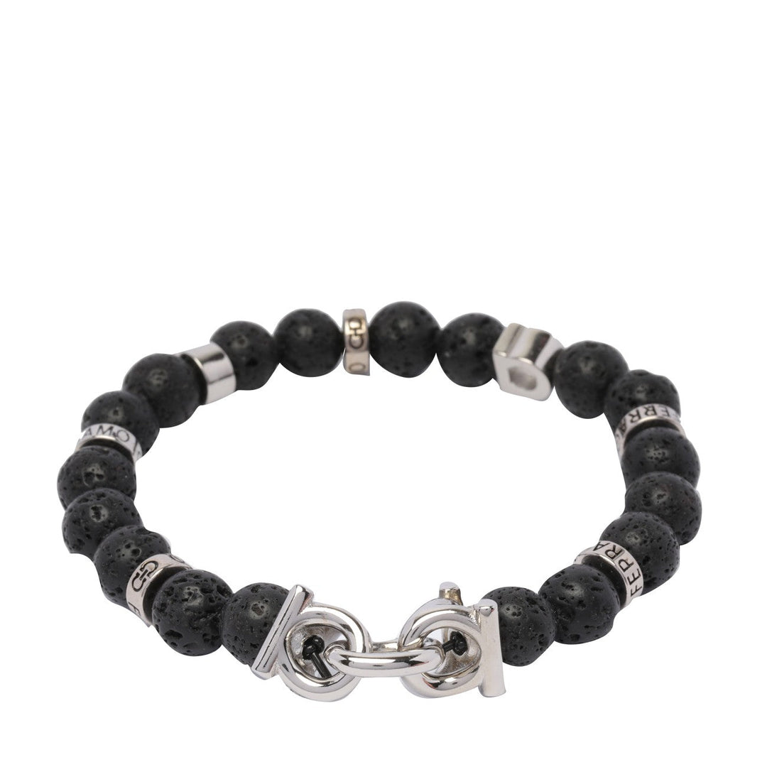 Ferragamo Men Gancini Logo Beaded Bracelet