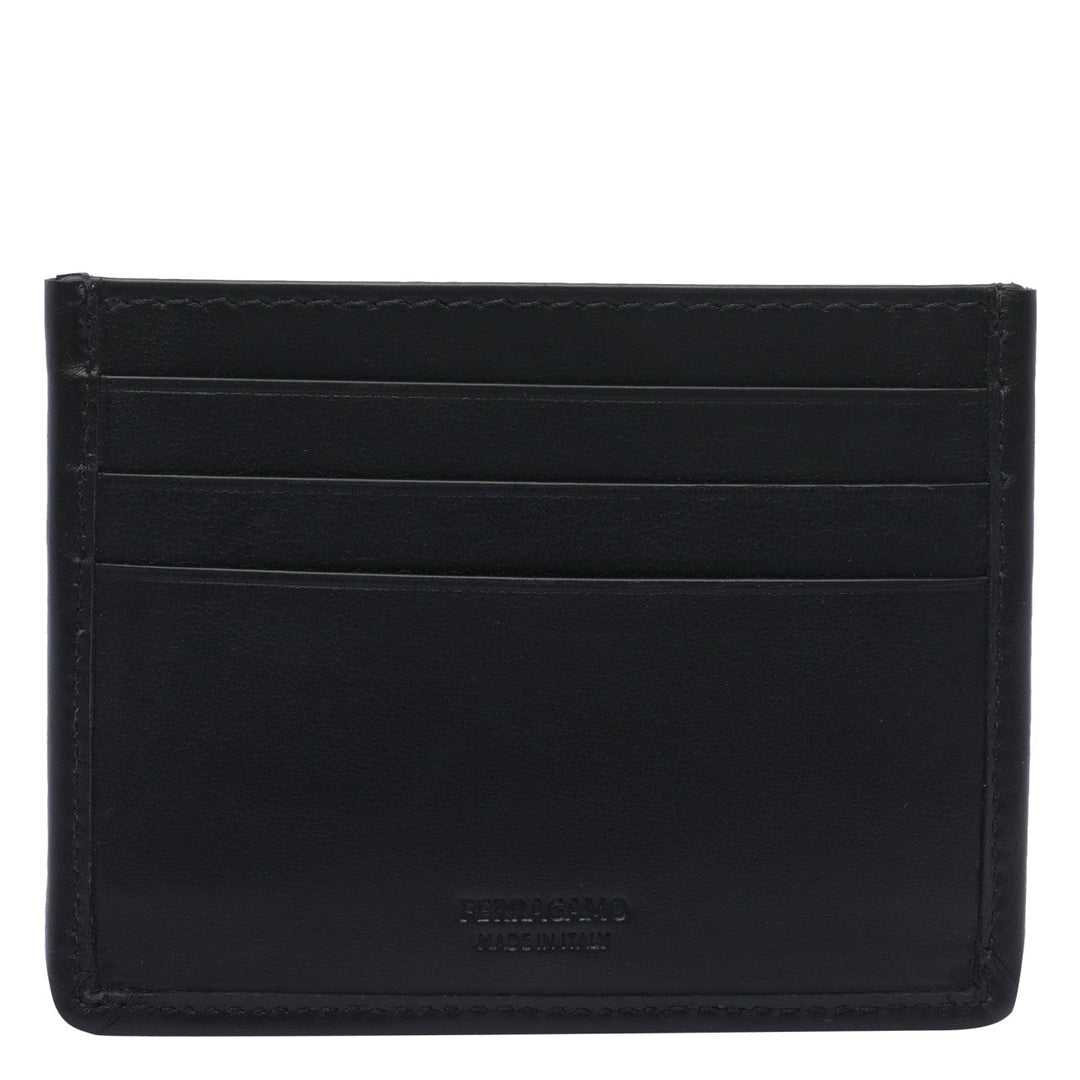 Ferragamo Men Gancini Logo Woven Cards Holder