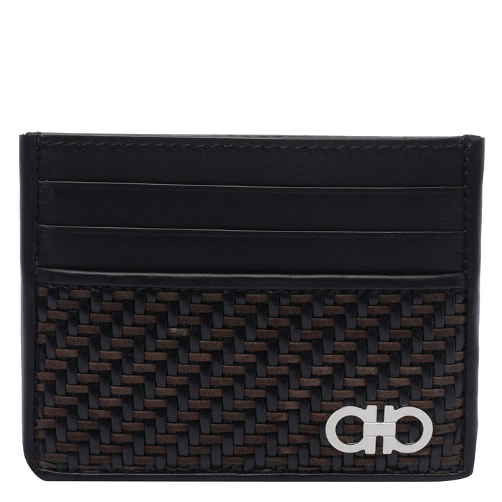 Ferragamo Men Gancini Logo Woven Cards Holder
