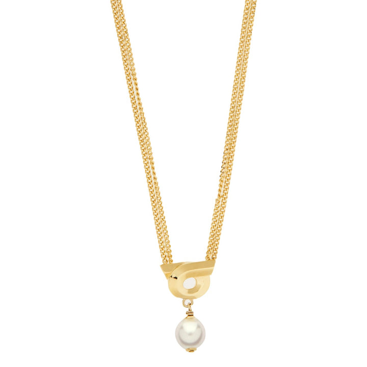 Ferragamo Women Gancini Necklace With Pearls And Crystals