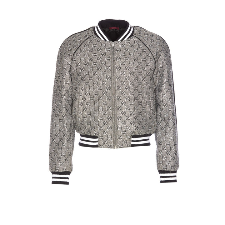 Gucci Men Gg Embroidered Tweed Bomber Jacket