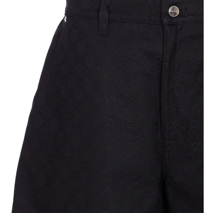Gucci Men Gg Jacquard Denim Shorts
