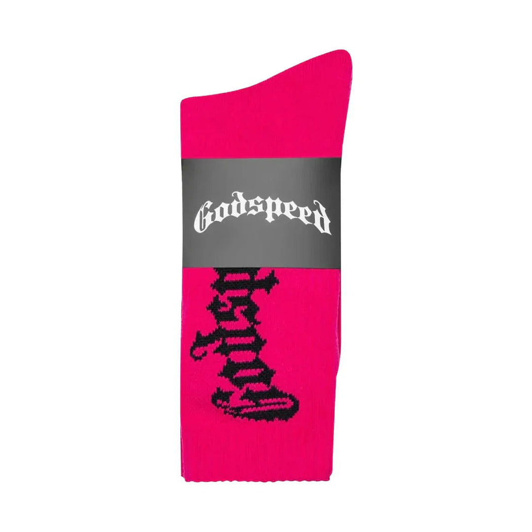 Godspeed Mens OG Logo Socks Neon Pink