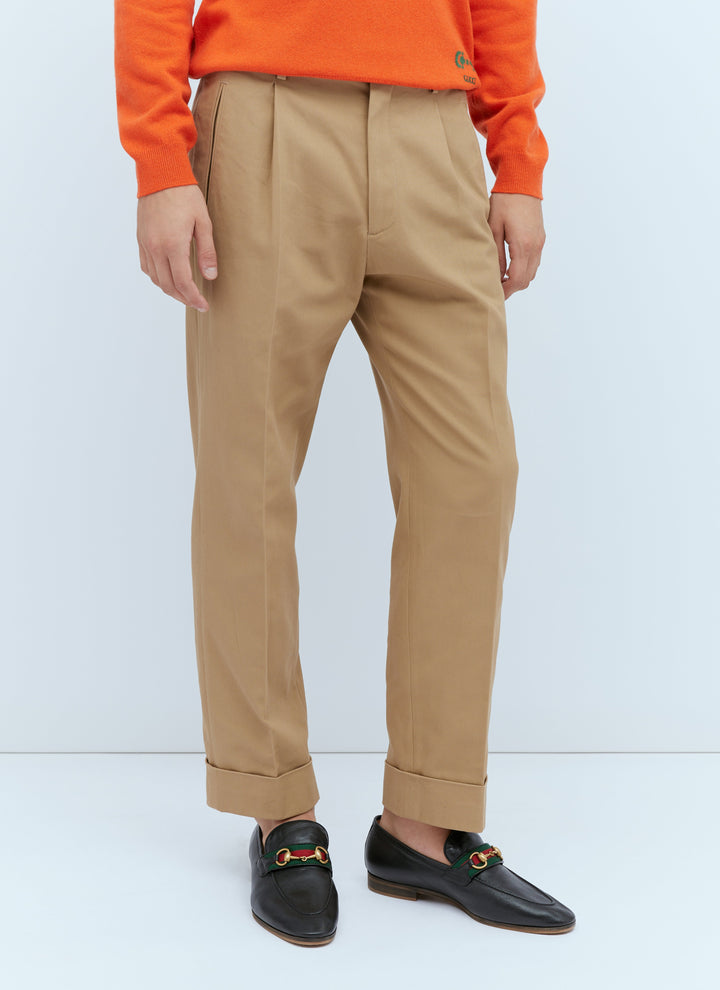 Gucci Men Cotton Gabardine Tailored Pants