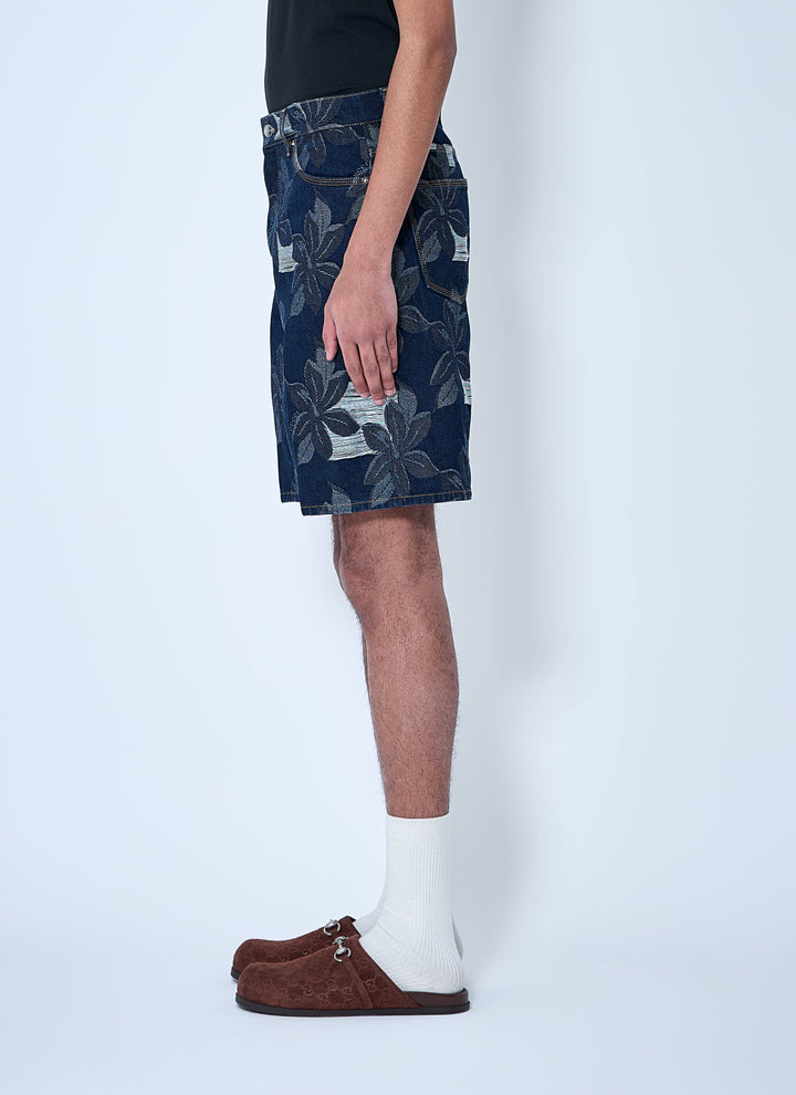Gucci Men Denim Jacquard Shorts