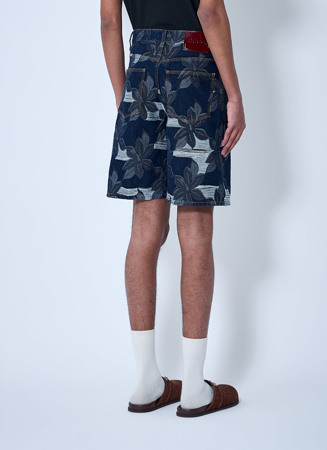 Gucci Men Denim Jacquard Shorts