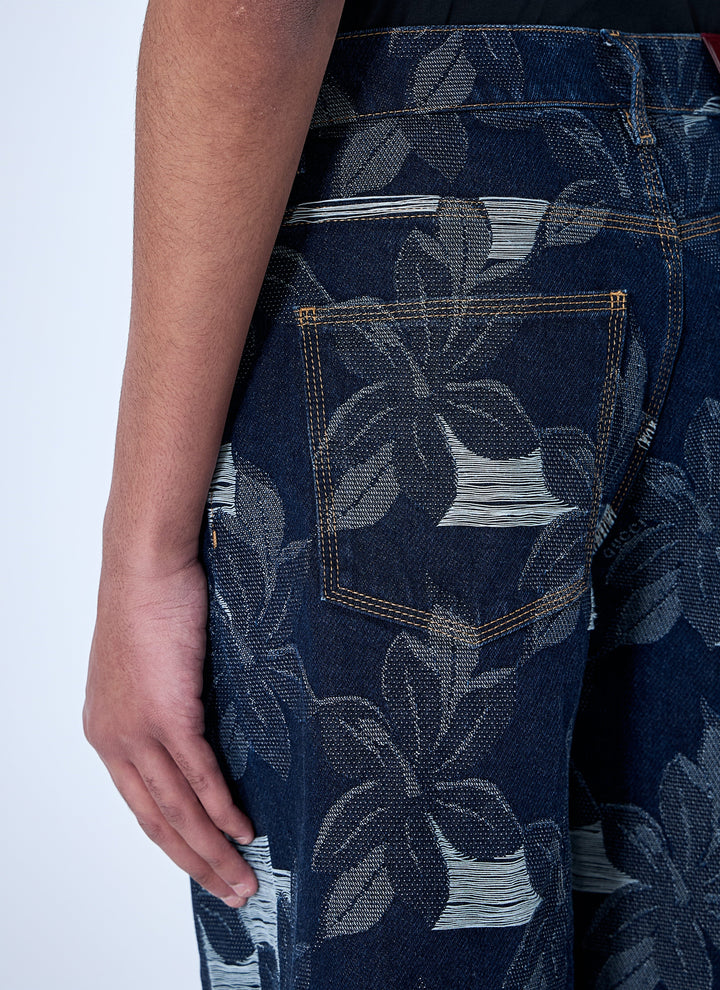 Gucci Men Denim Jacquard Shorts
