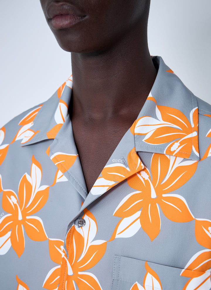 Gucci Men Printed Cotton Poplin Shirt