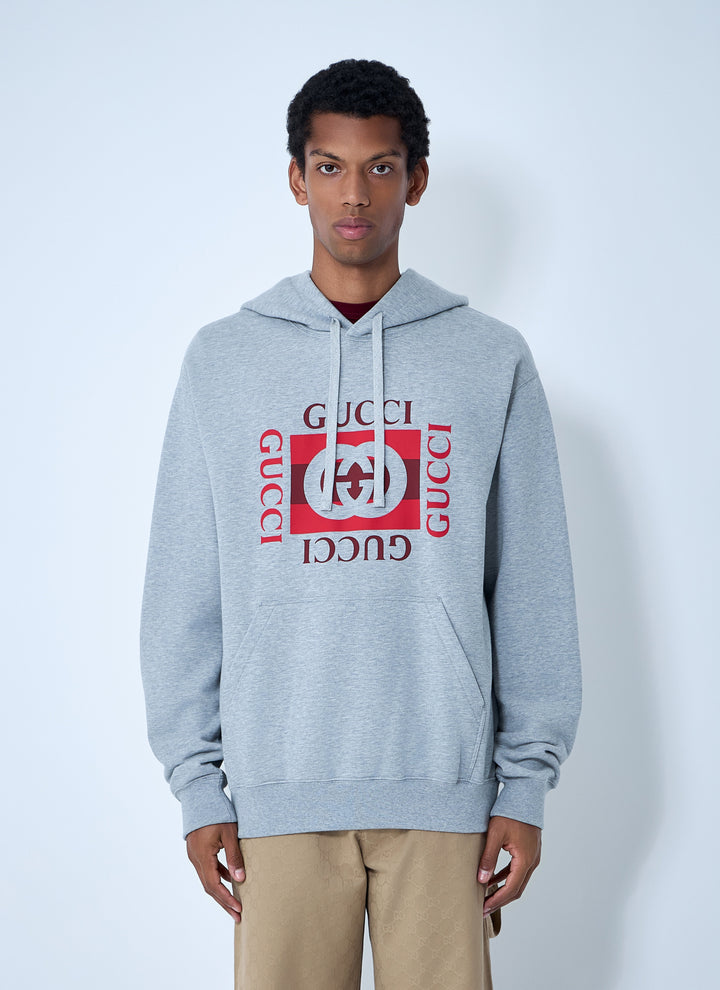 Gucci Men Logo Motif Hooded Sweatshirt