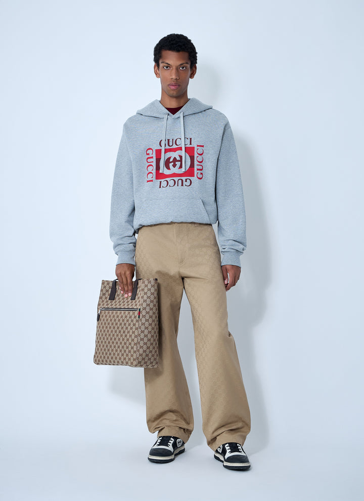 Gucci Men Logo Motif Hooded Sweatshirt