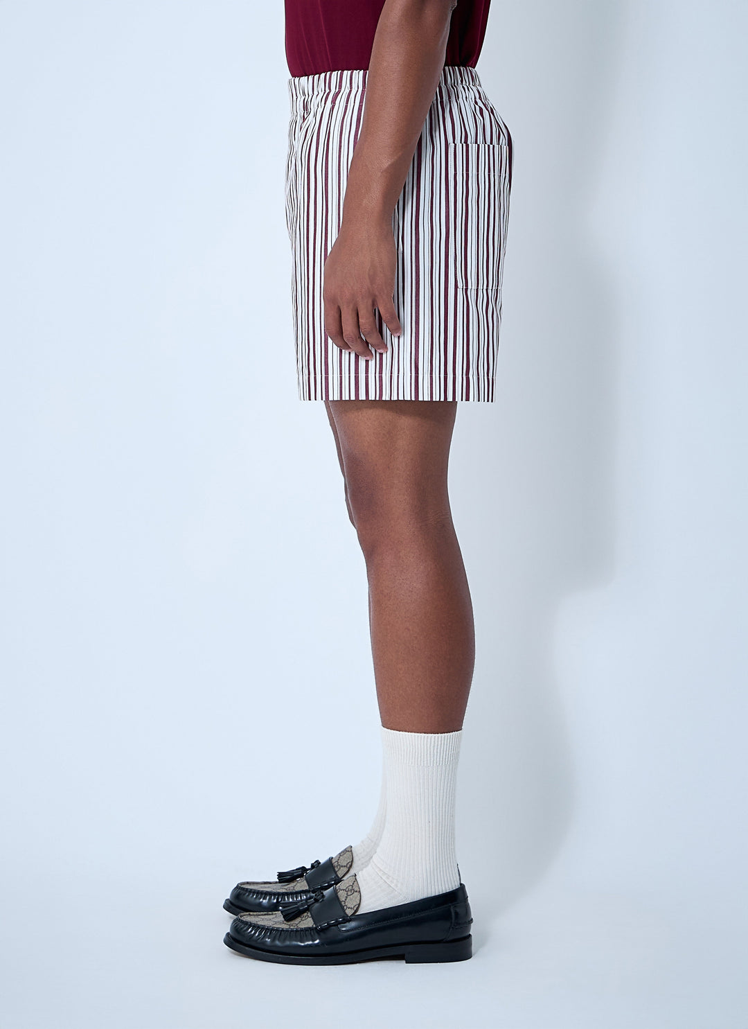 Gucci Men Striped Logo Motif Shorts