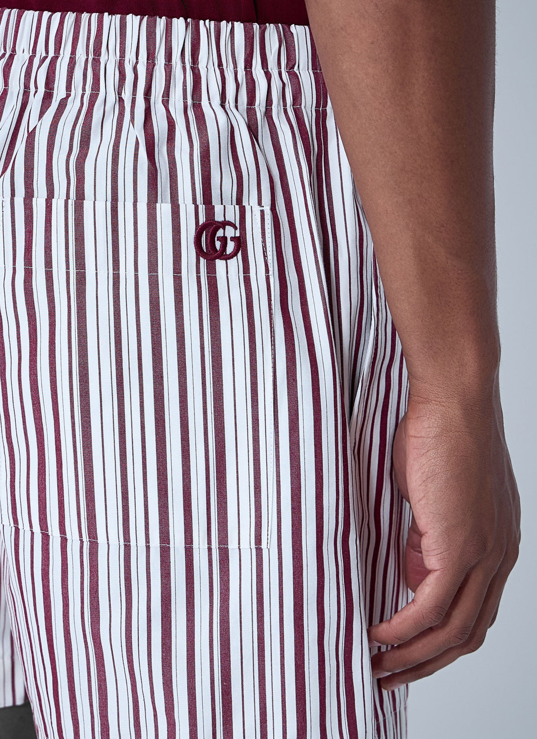 Gucci Men Striped Logo Motif Shorts