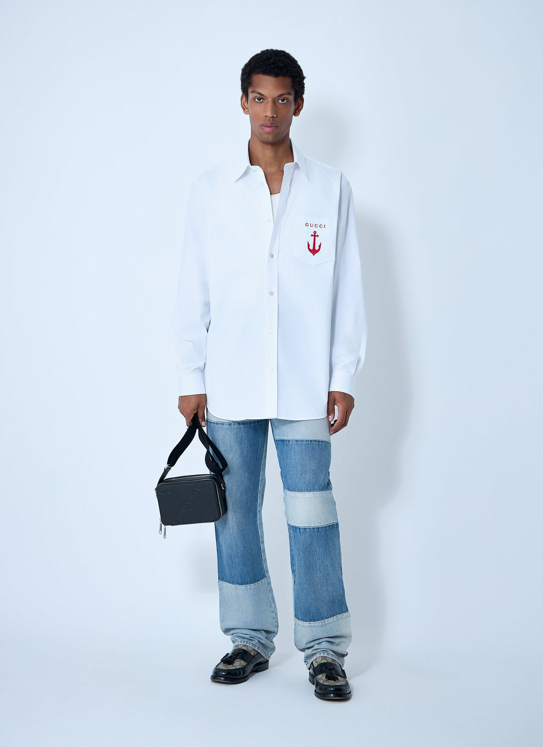 Gucci Men Logo Embroidery Button-Down Shirt