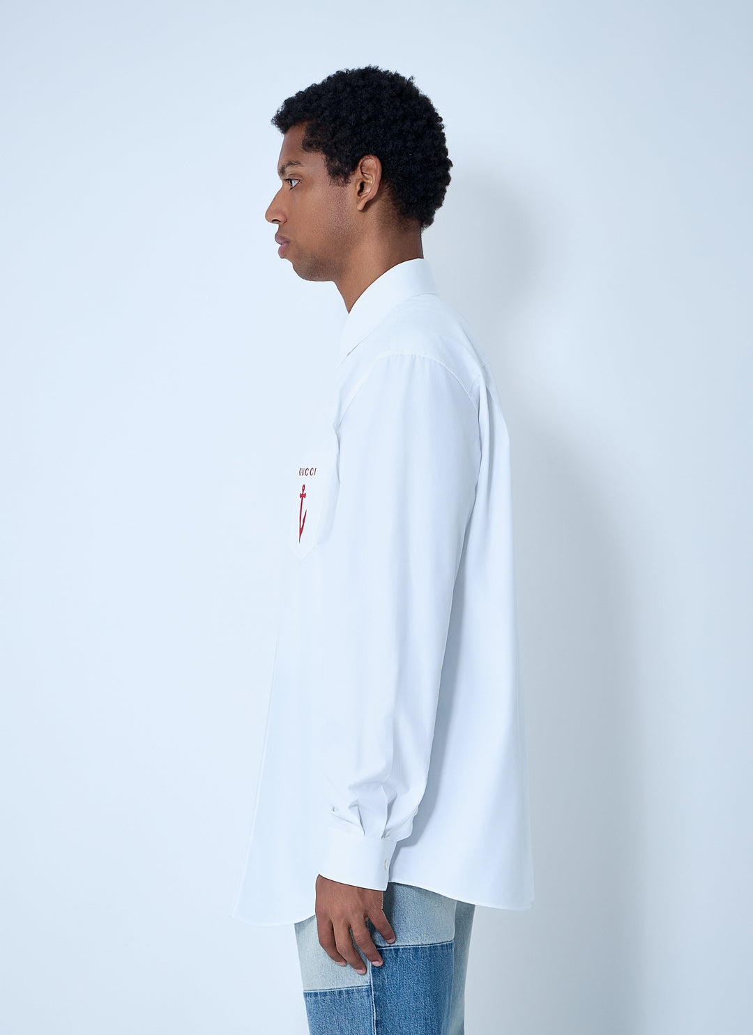 Gucci Men Logo Embroidery Button-Down Shirt