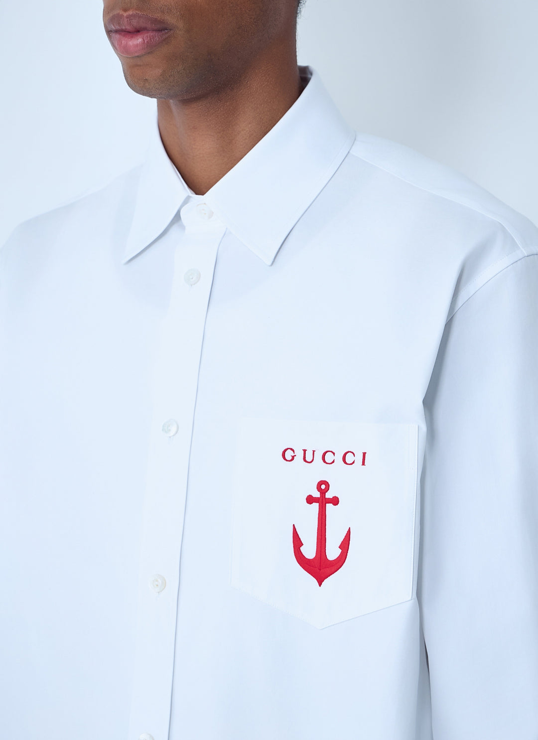 Gucci Men Logo Embroidery Button-Down Shirt