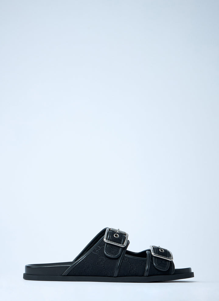 Gucci Men Gg Slide Sandals With Buckles