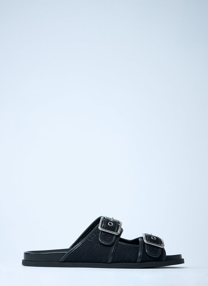 Gucci Men Gg Slide Sandals With Buckles