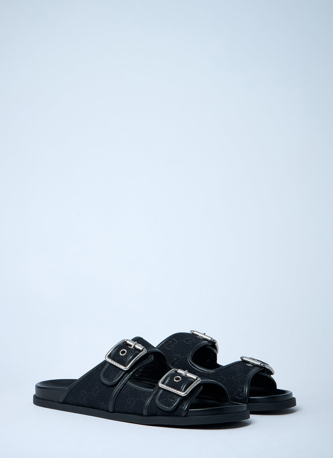 Gucci Men Gg Slide Sandals With Buckles