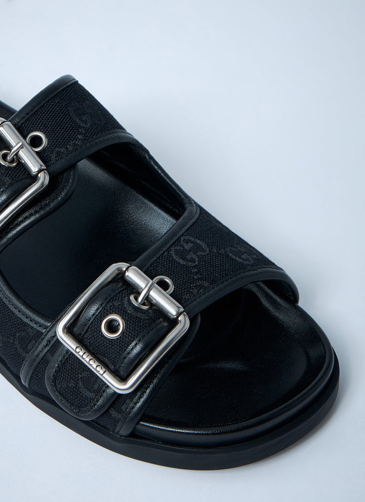 Gucci Men Gg Slide Sandals With Buckles
