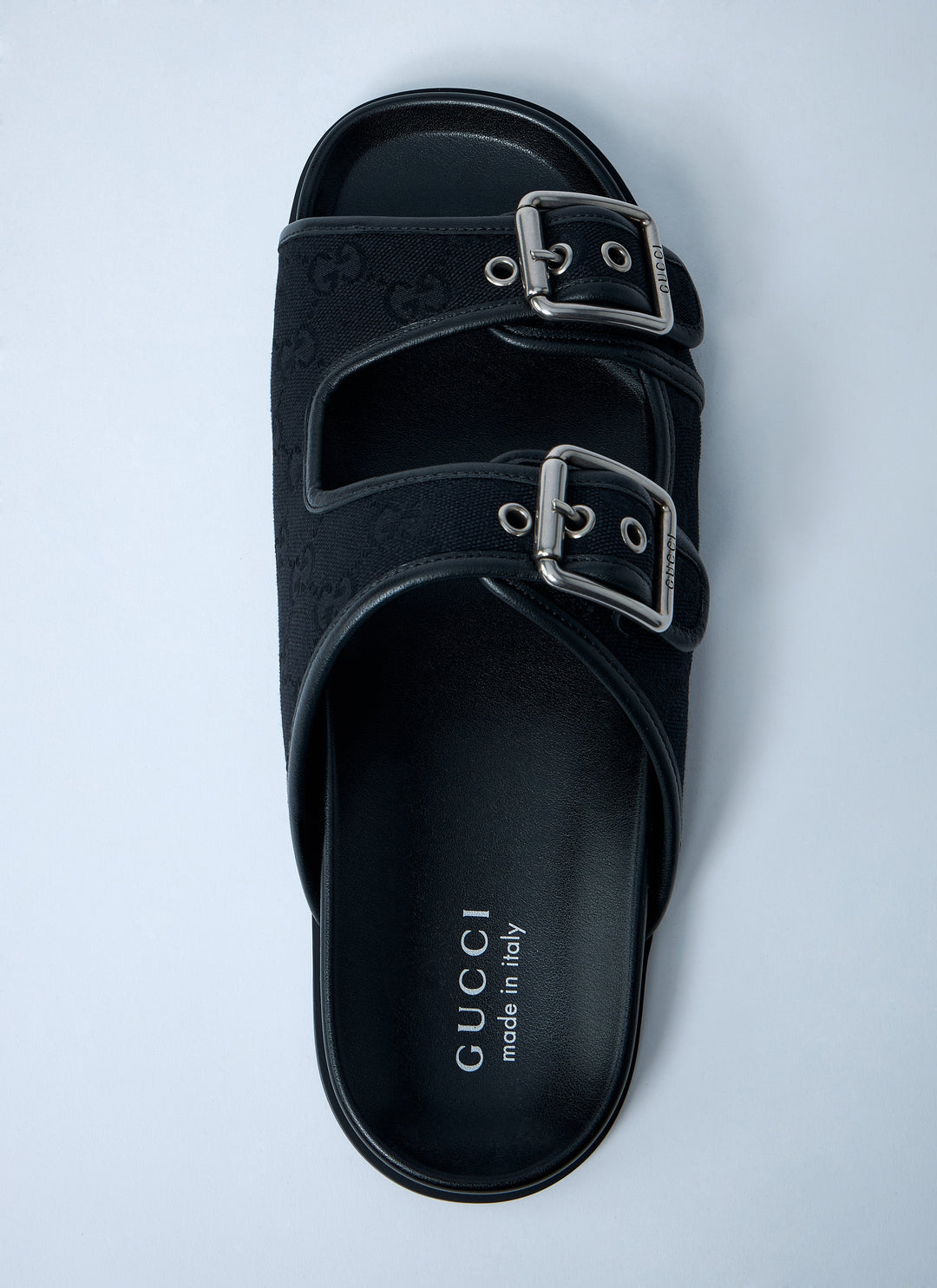 Gucci Men Gg Slide Sandals With Buckles