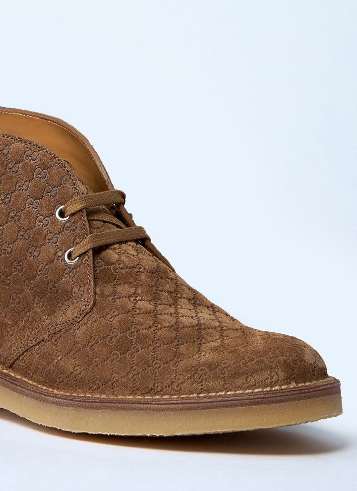 Gucci Men Gg Suede Boots